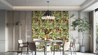 Banana leaves and flowers on wall mural


