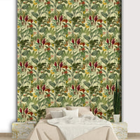 Red, yellow, and green plant wallpaper pattern

