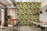 Bold botanical design on leafy mural wallpaper

