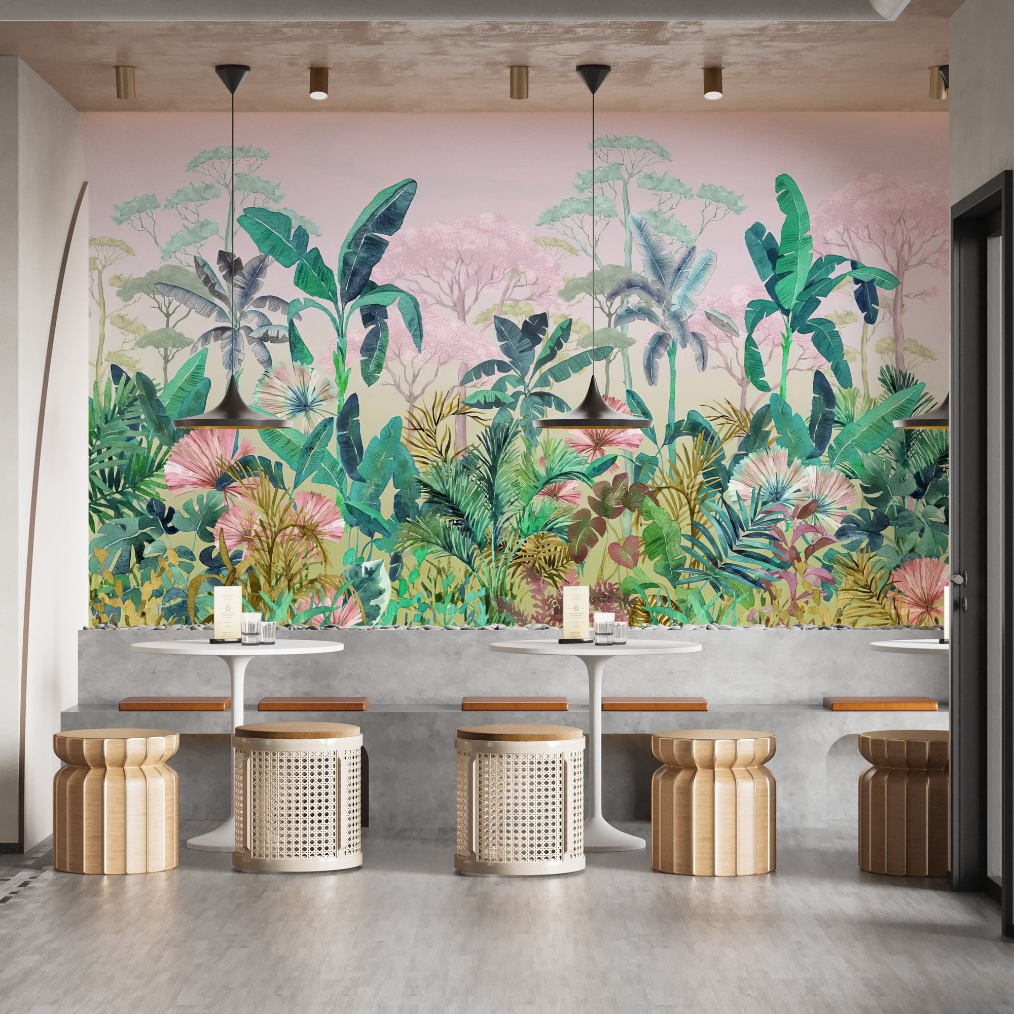 Tropical Jungle Watercolor Wallpaper C410