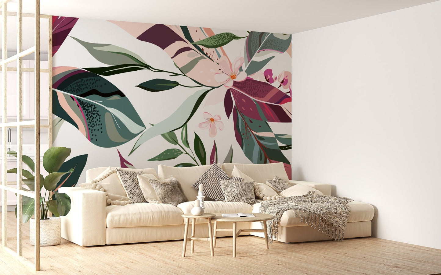 Tropical Leaflets wallpaper mural - Giffywalls A600