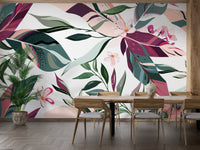 Elegant Tropical Leaflets Botanical Wallpaper for Dining A600