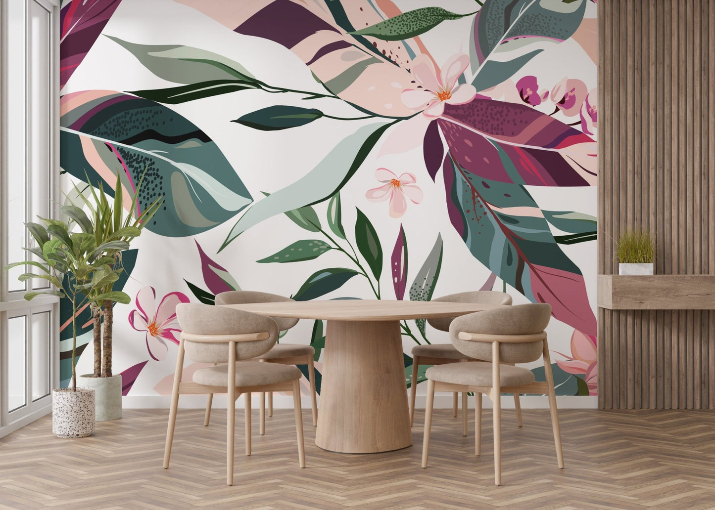 Botanical Tropical Leaflets Wallpaper for dining rooms A600