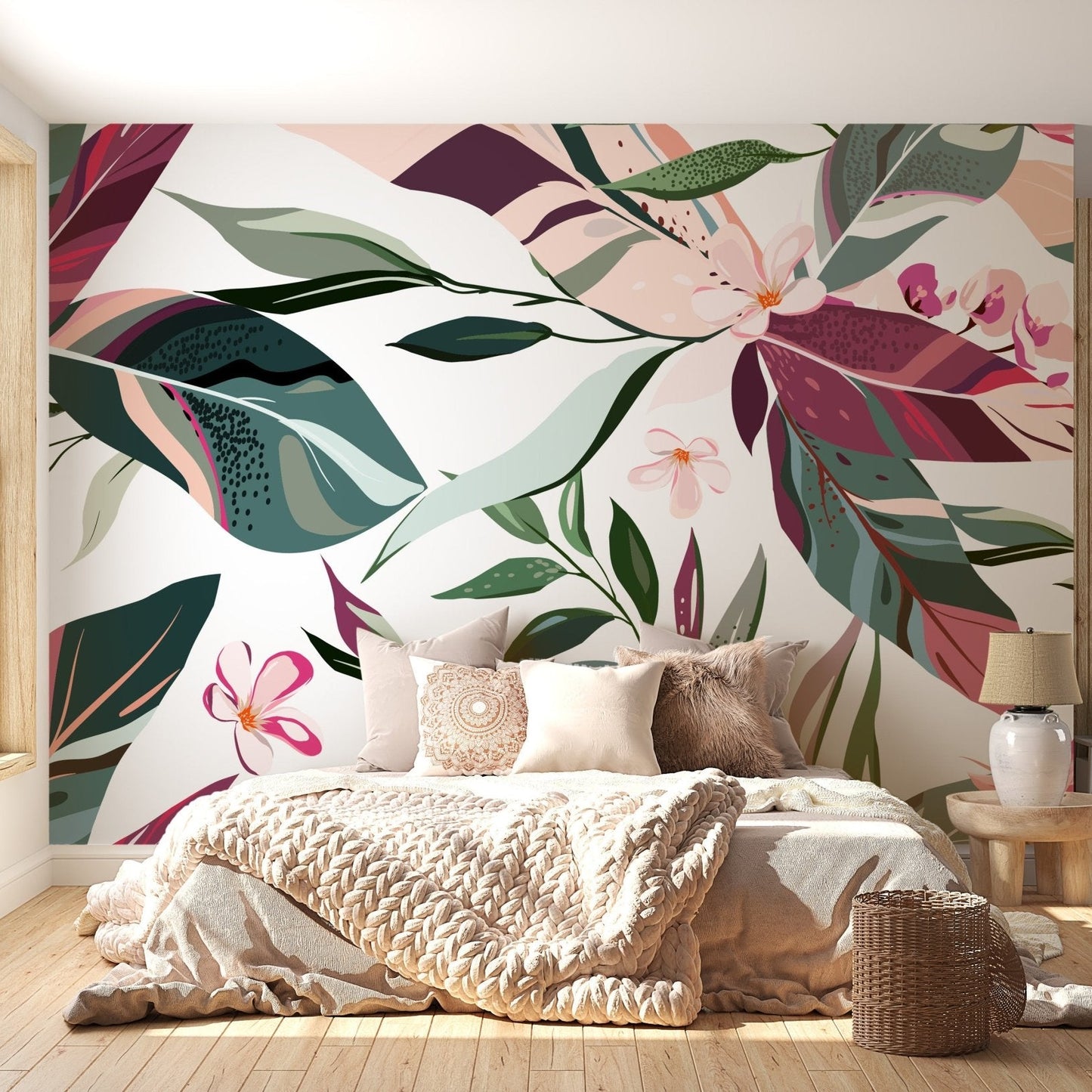 Tropical Leaflets wallpaper mural - Giffywalls A600