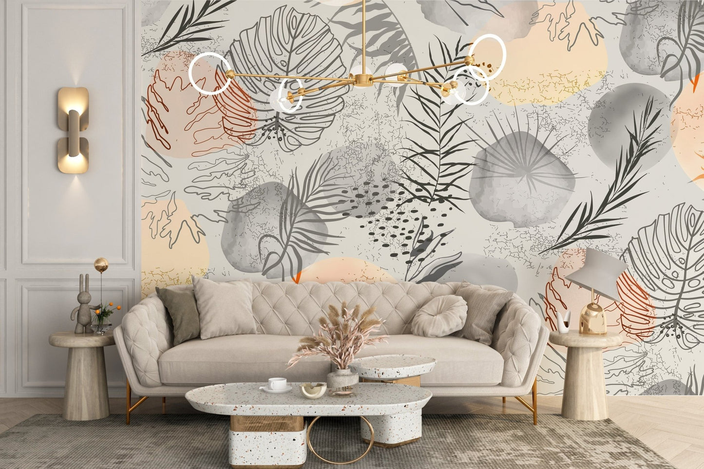 Palm tropical leaves wallpaper Mural - Giffywalls A736