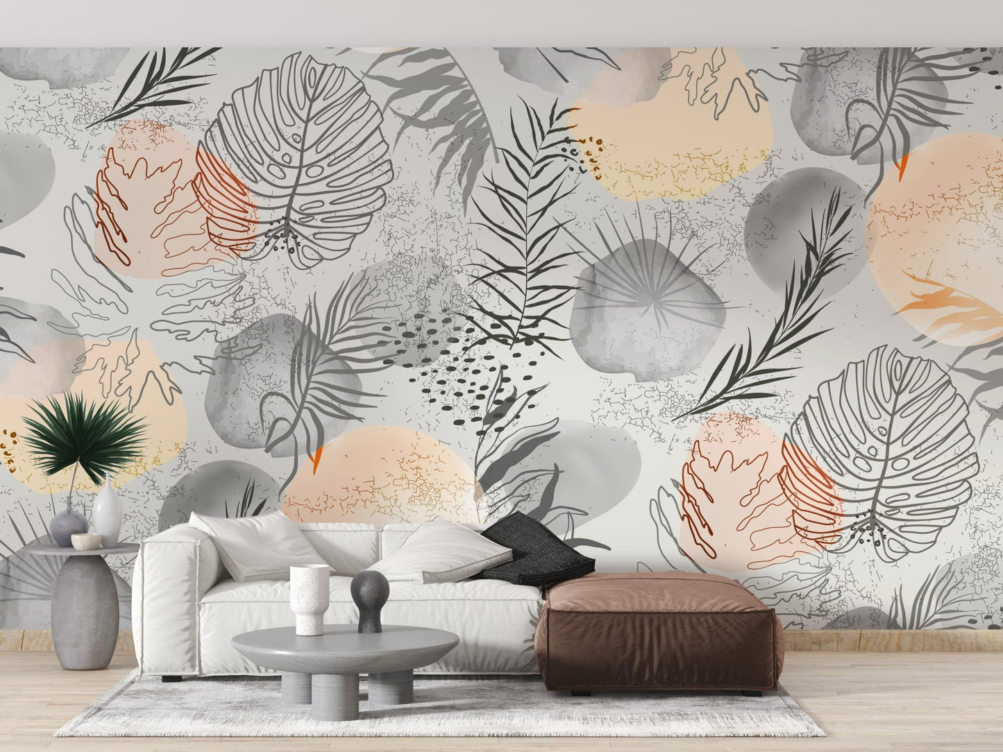 Palm tropical leaves wallpaper Mural - Giffywalls A736