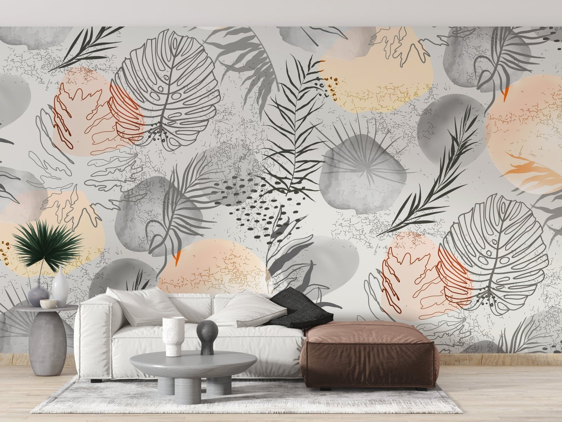 Palm tropical leaves wallpaper Mural - Giffywalls A736