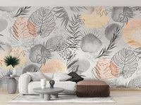Palm tropical leaves wallpaper Mural - Giffywalls A736