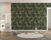Hand-painted tropical leaves wallpaper B232