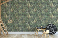 Artistic tropical leaves wallpaper style B232