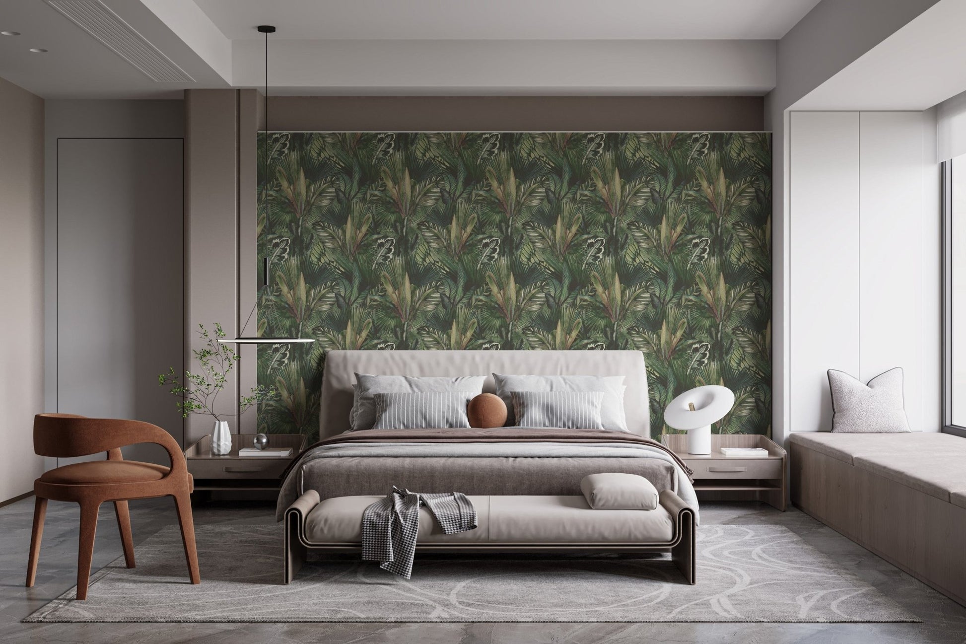 Artistic tropical foliage wallpaper look B232