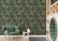 Hand-drawn tropical leaf wall mural B232