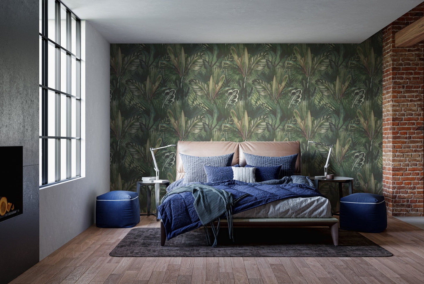 Creative hand-drawn tropical wall design B232