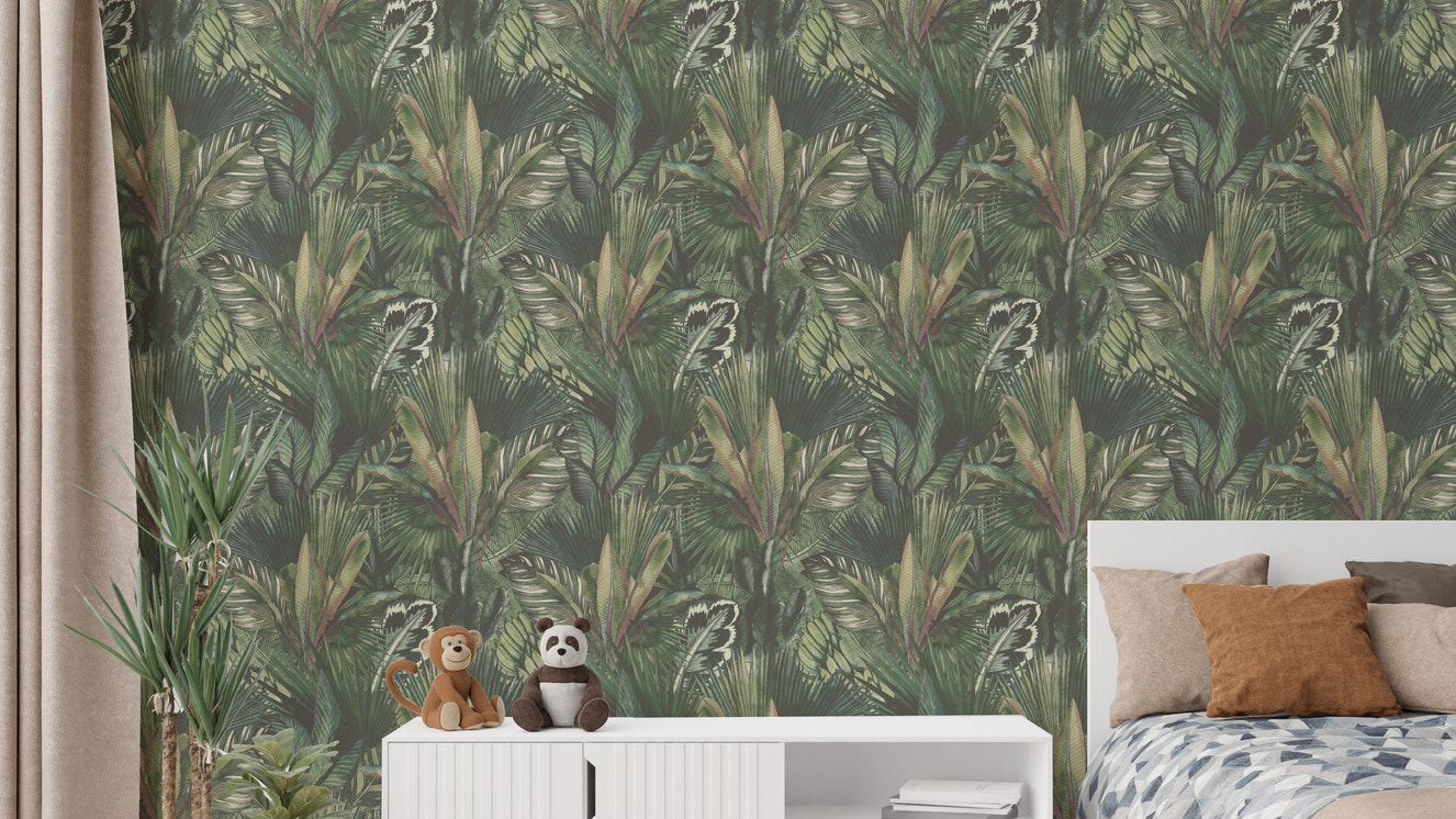 Watercolor tropical leaves wallpaper