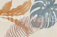 Open tropical composition shapes Tropical Leaves Muted wall mural with gentle depth