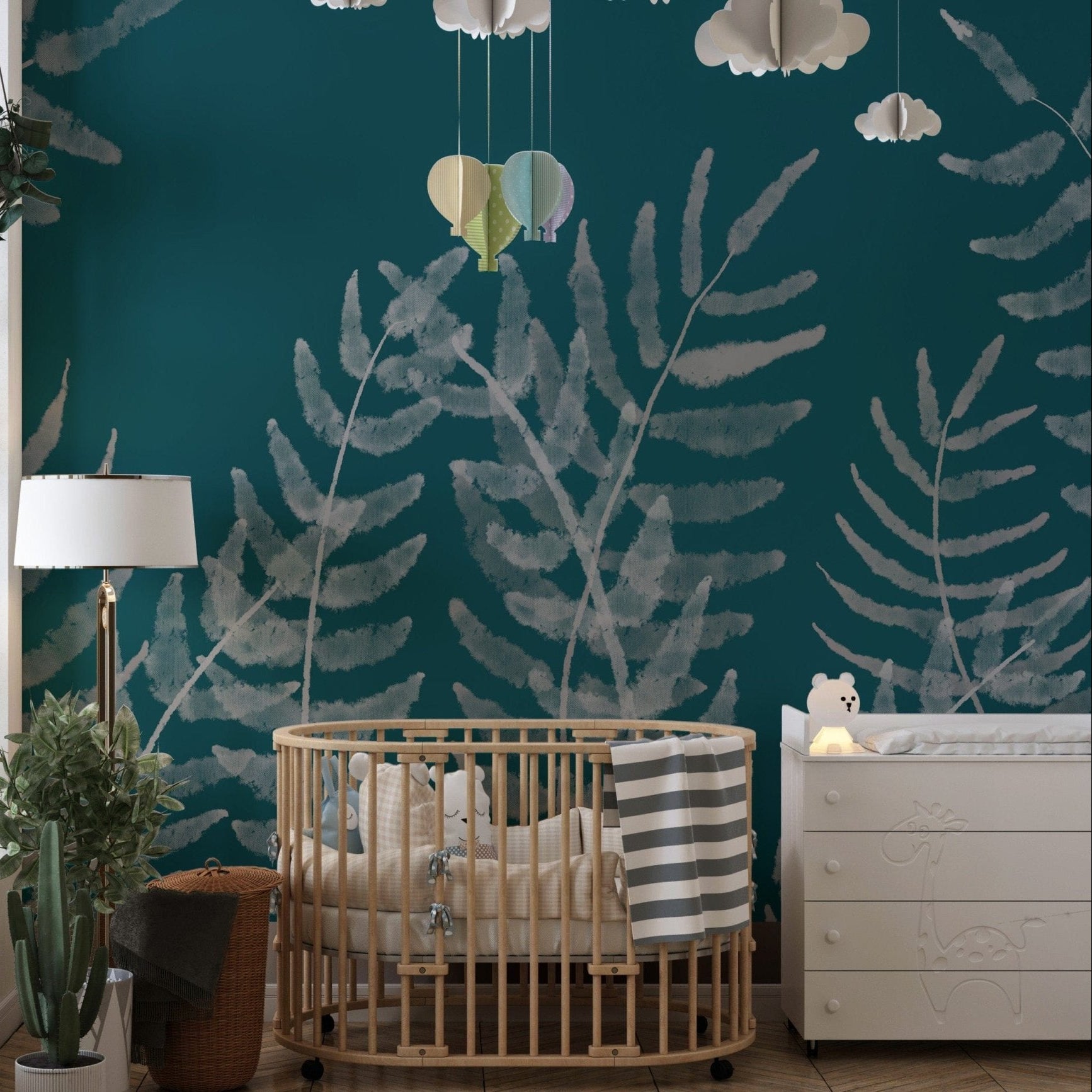 Green leaves wallpaper for walls, B450