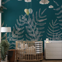 Green leaves wallpaper for walls, B450