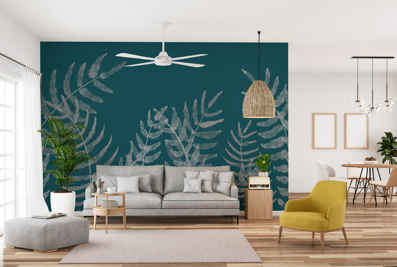 Tropical leaves wall mural design
