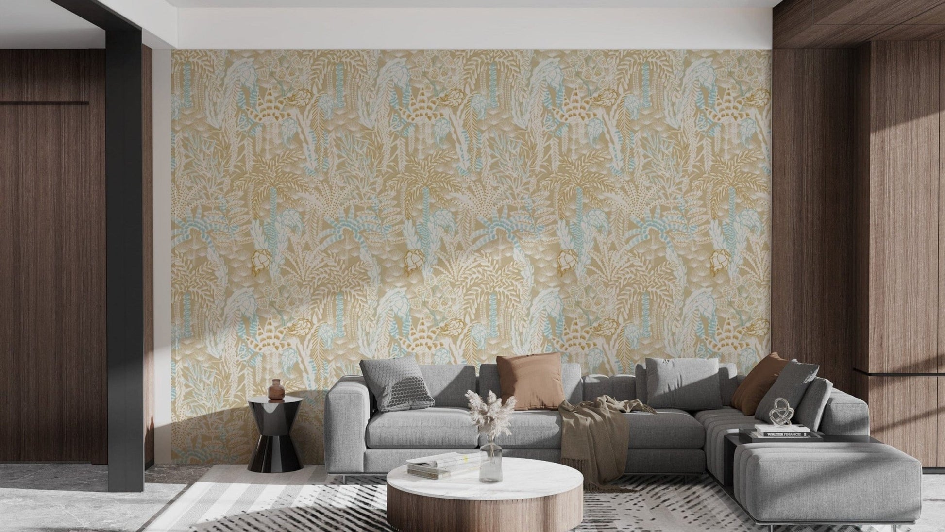 Sandy Shores wallpaper mural with serene beachside scenery., AN124