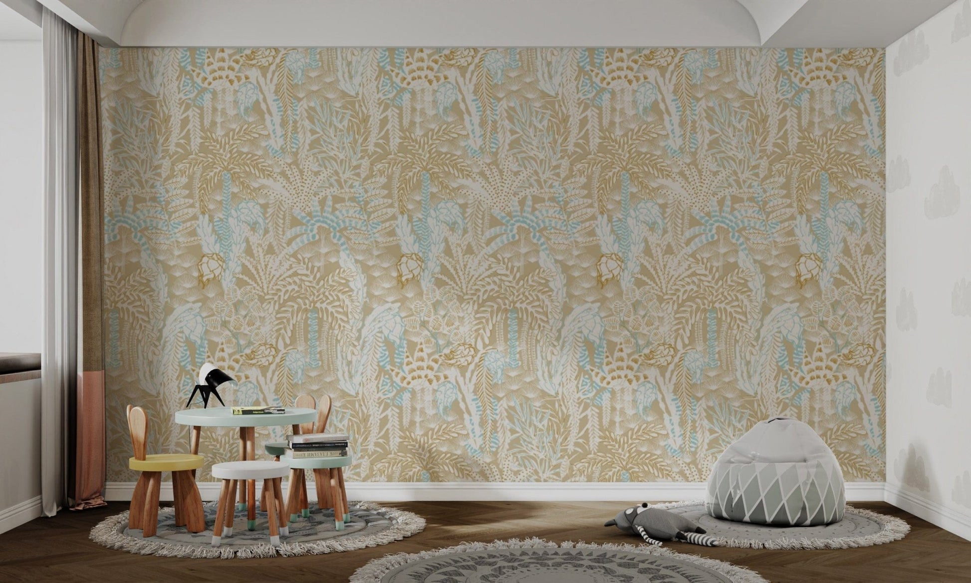 Sandy Shores wallpaper mural with gentle waves and sandy hues., AN124