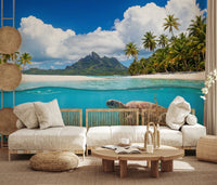 Tropical Marine Life Wall Mural for bedroom feature wall.