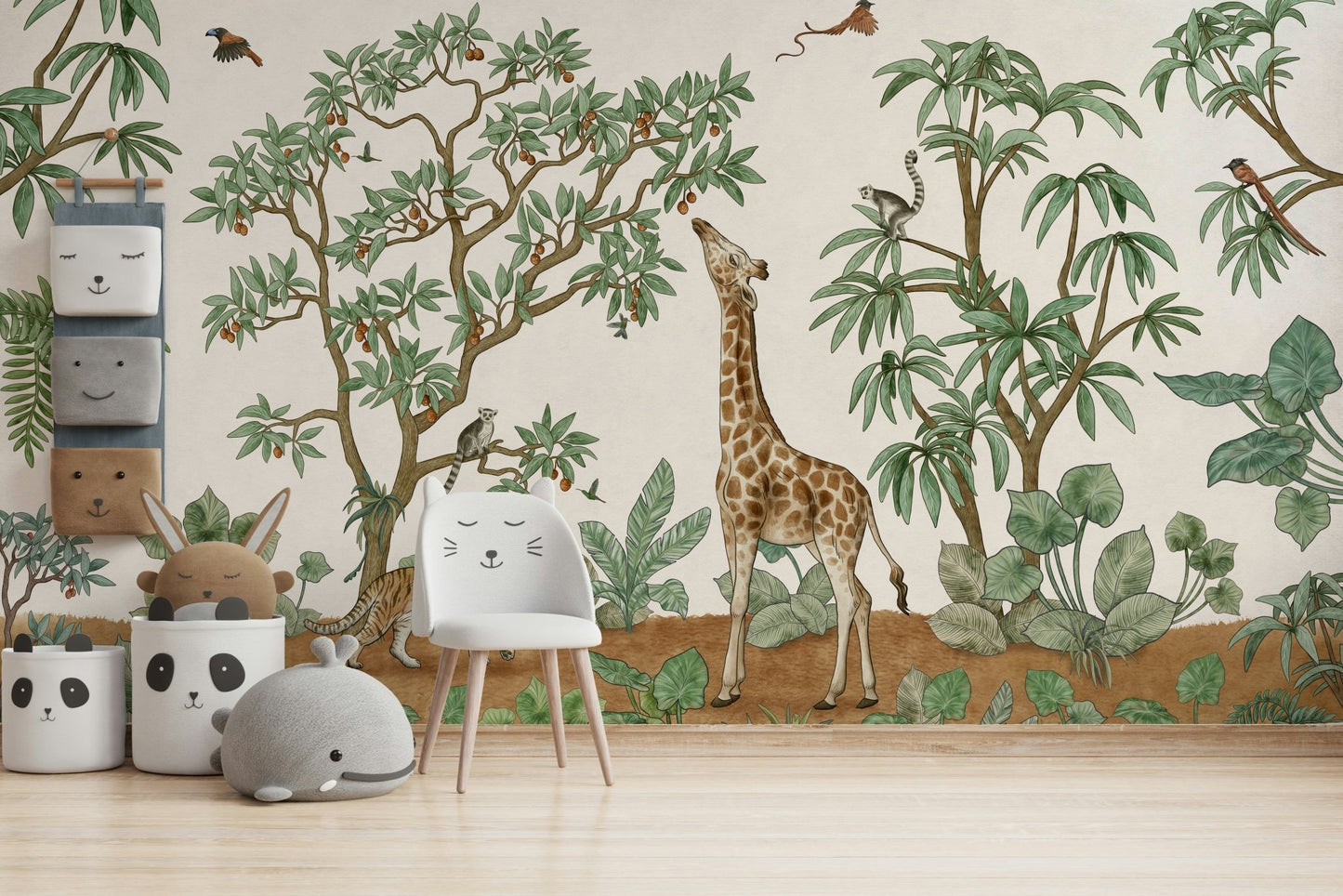 A graceful tropical foliage wall mural in rich, natural tones., GD5110