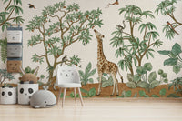 A graceful tropical foliage wall mural in rich, natural tones., GD5110