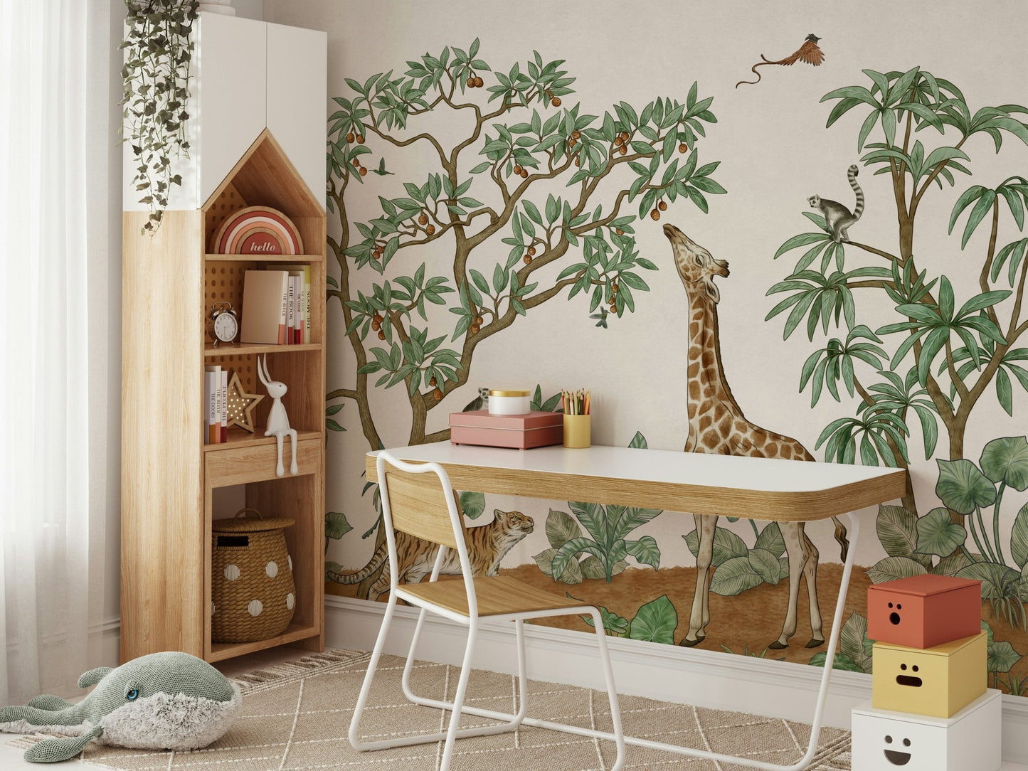 A peaceful tropical forest mural on decorative wallpaper., GD5110