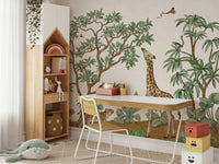 A peaceful tropical forest mural on decorative wallpaper., GD5110