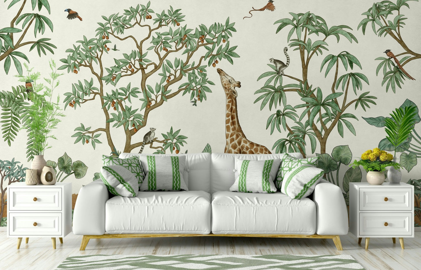 A beautiful tropical foliage wall mural for a living room., GD5110