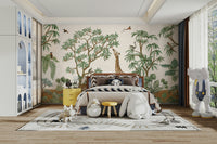 An artistic exotic animal mural for home decor.

