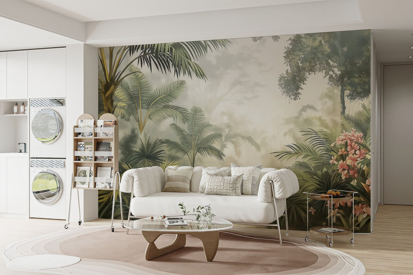 Lush tropical jungle wallpaper design
