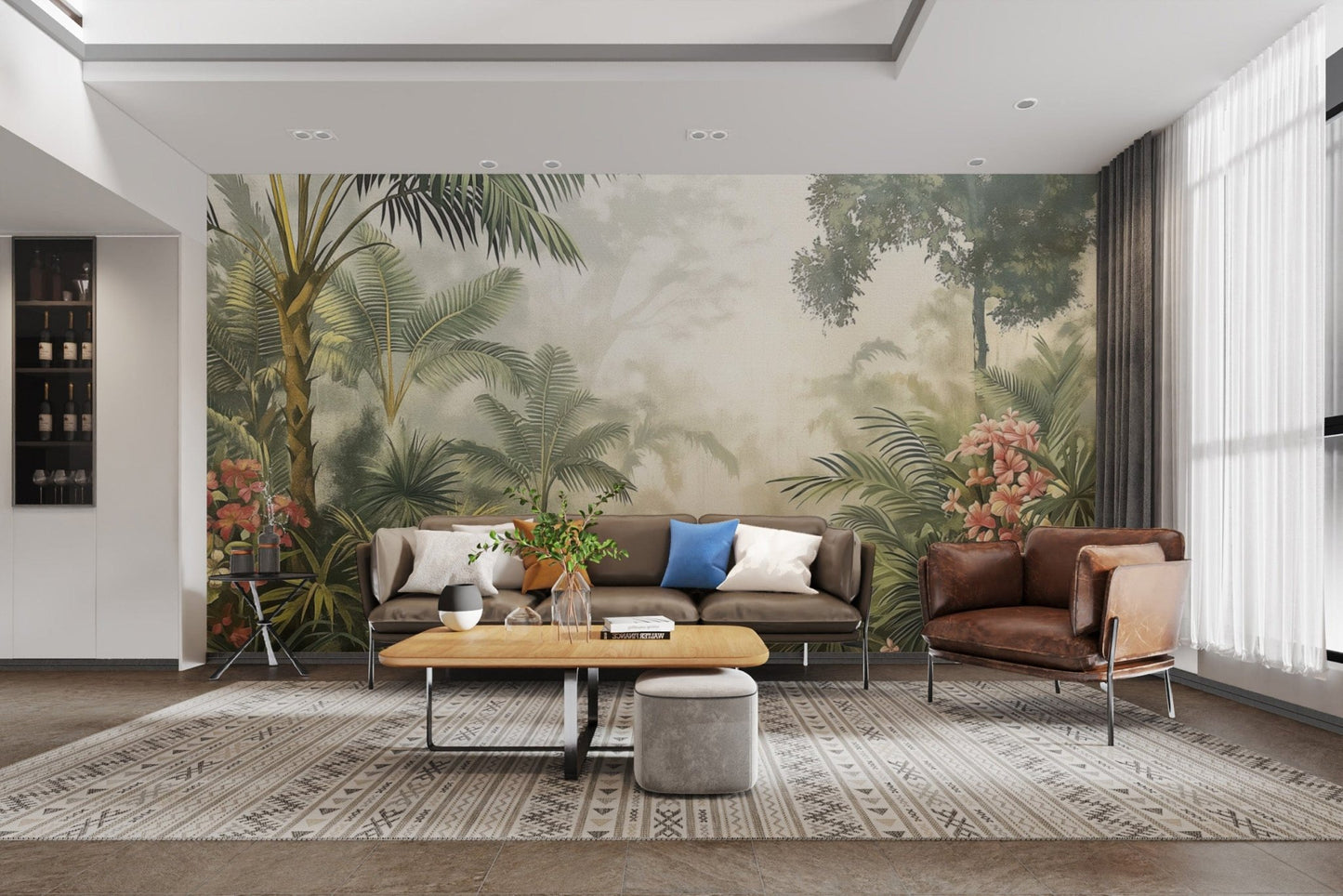 Vibrant palm leaf jungle wallpaper
