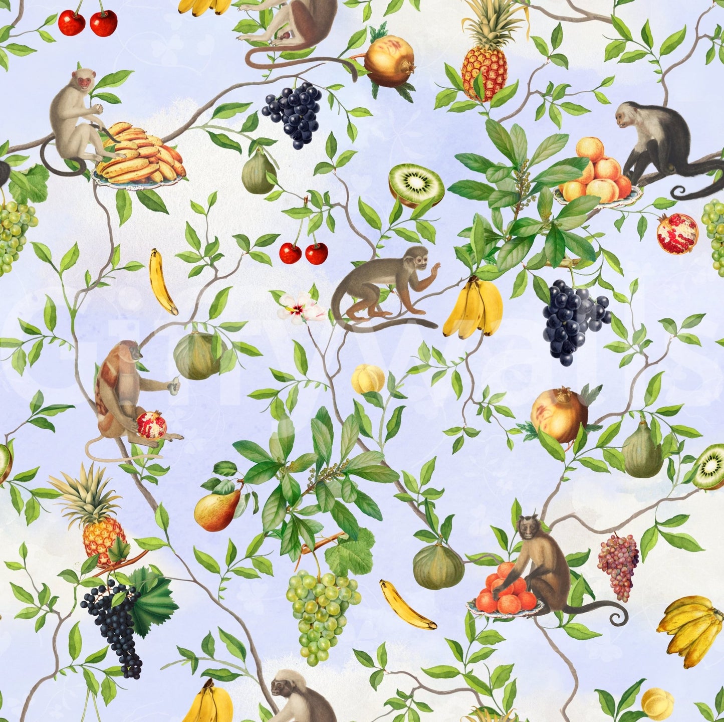 Tropical monkey wallpaper for a lively home

