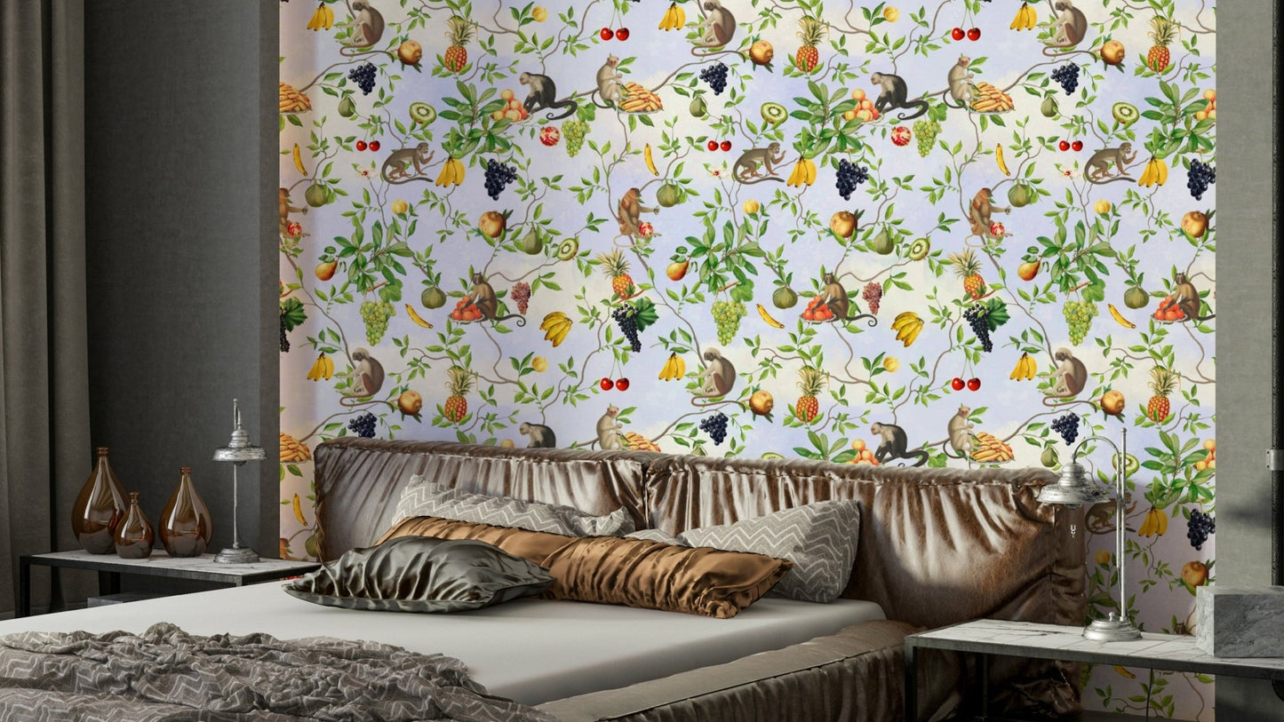 Monkey jungle wallpaper with vibrant colors

