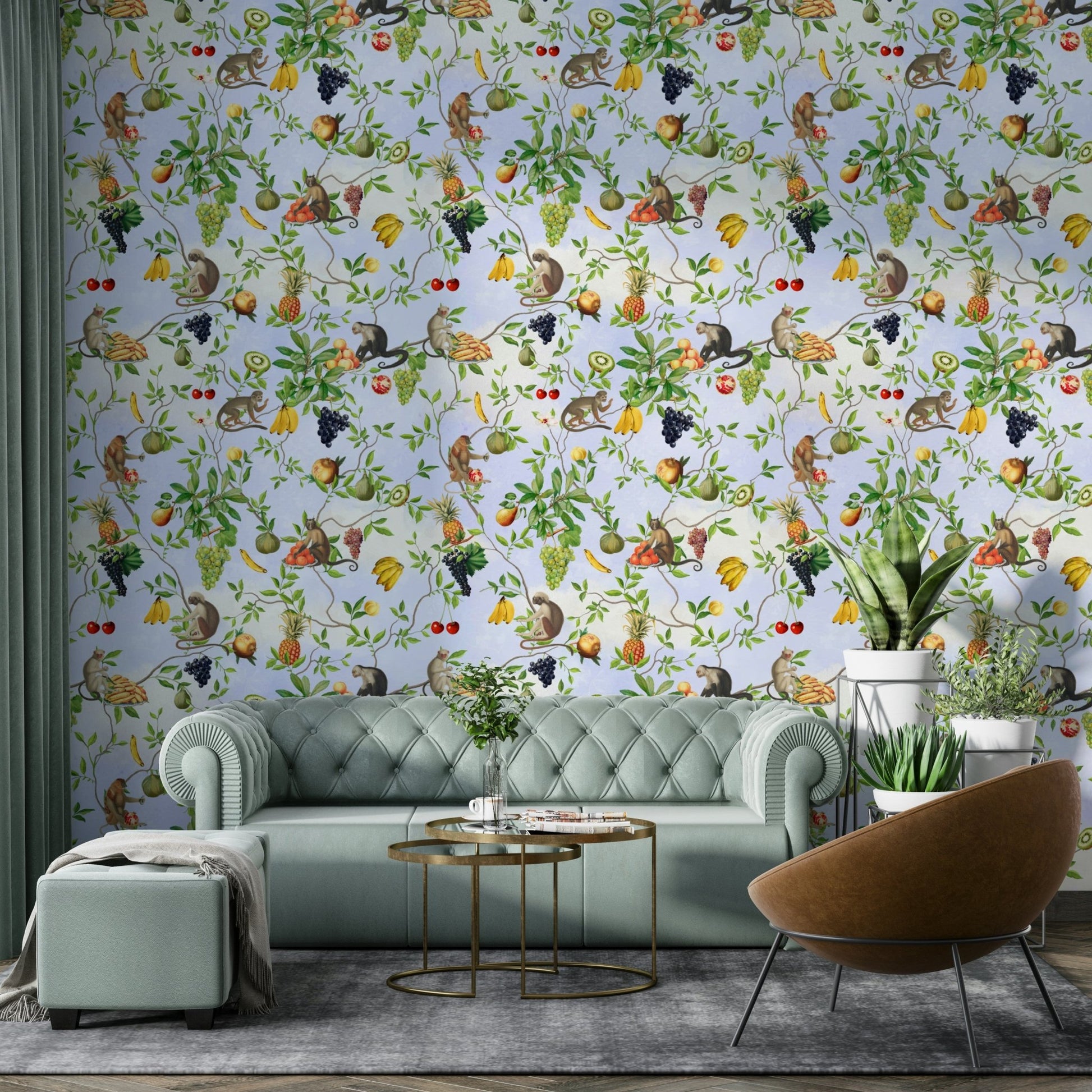 Bold tropical monkey wall design

