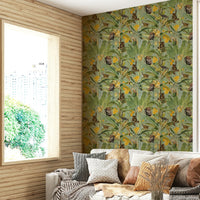 Vibrant jungle monkeys with tropical foliage mural.

