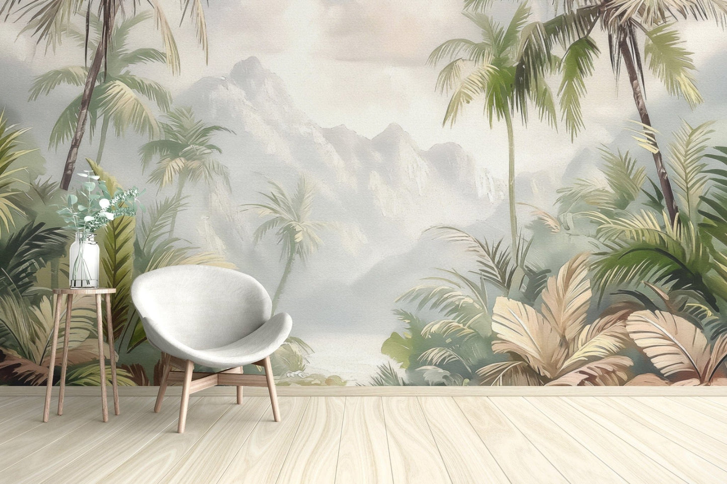 Mountain wallpaper with tropical trees
