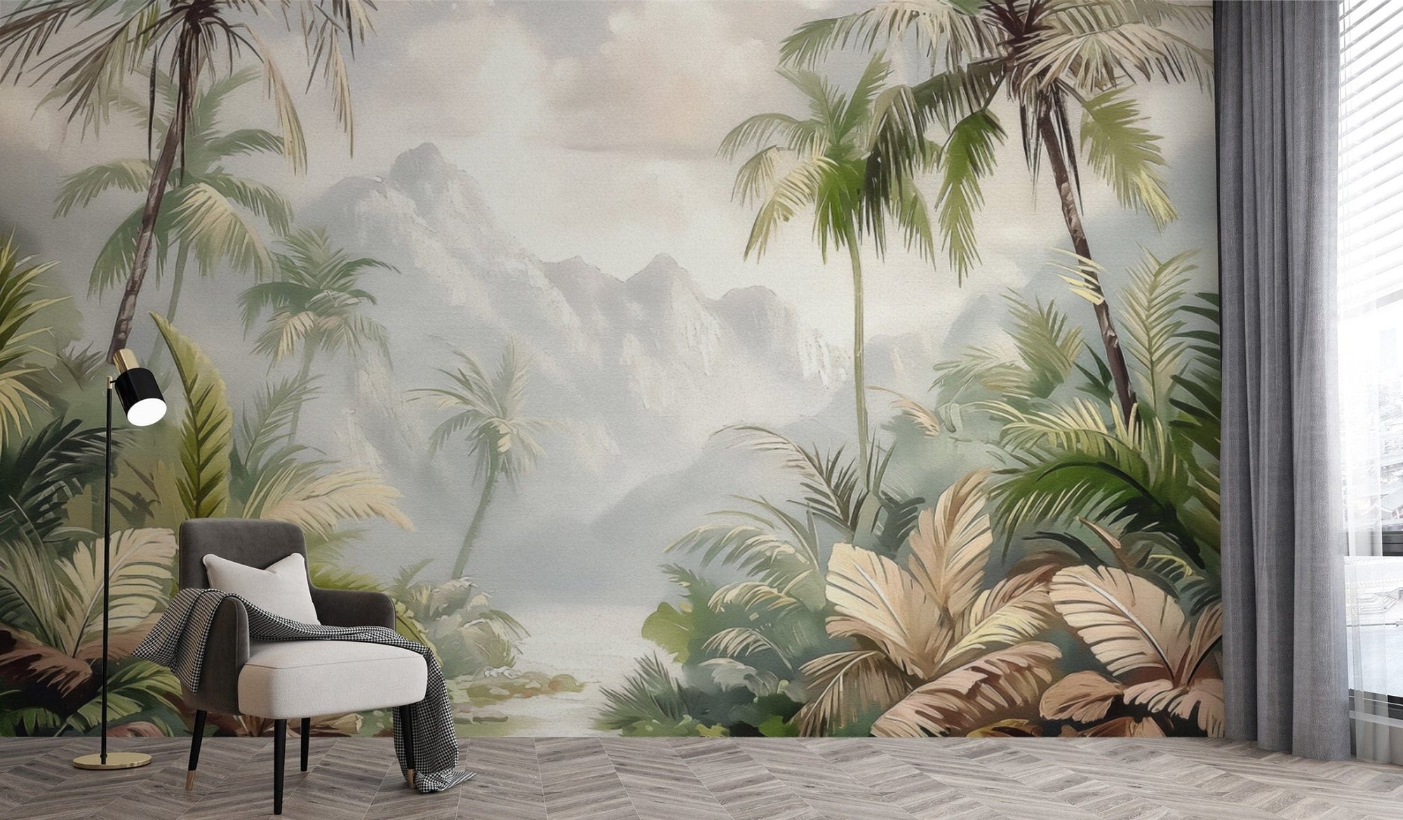 Tropical mountain landscape wall mural D143
