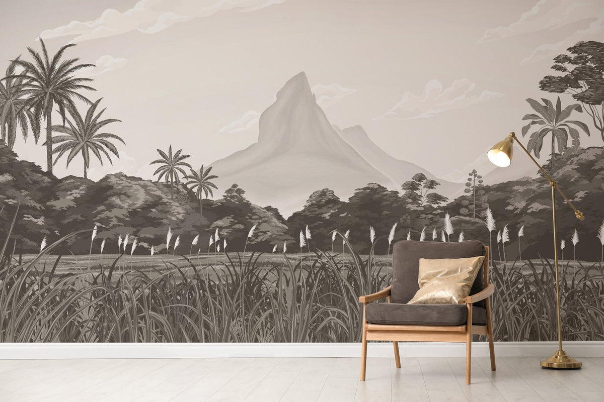 Sepia-toned mountain wallpaper for walls
 A694