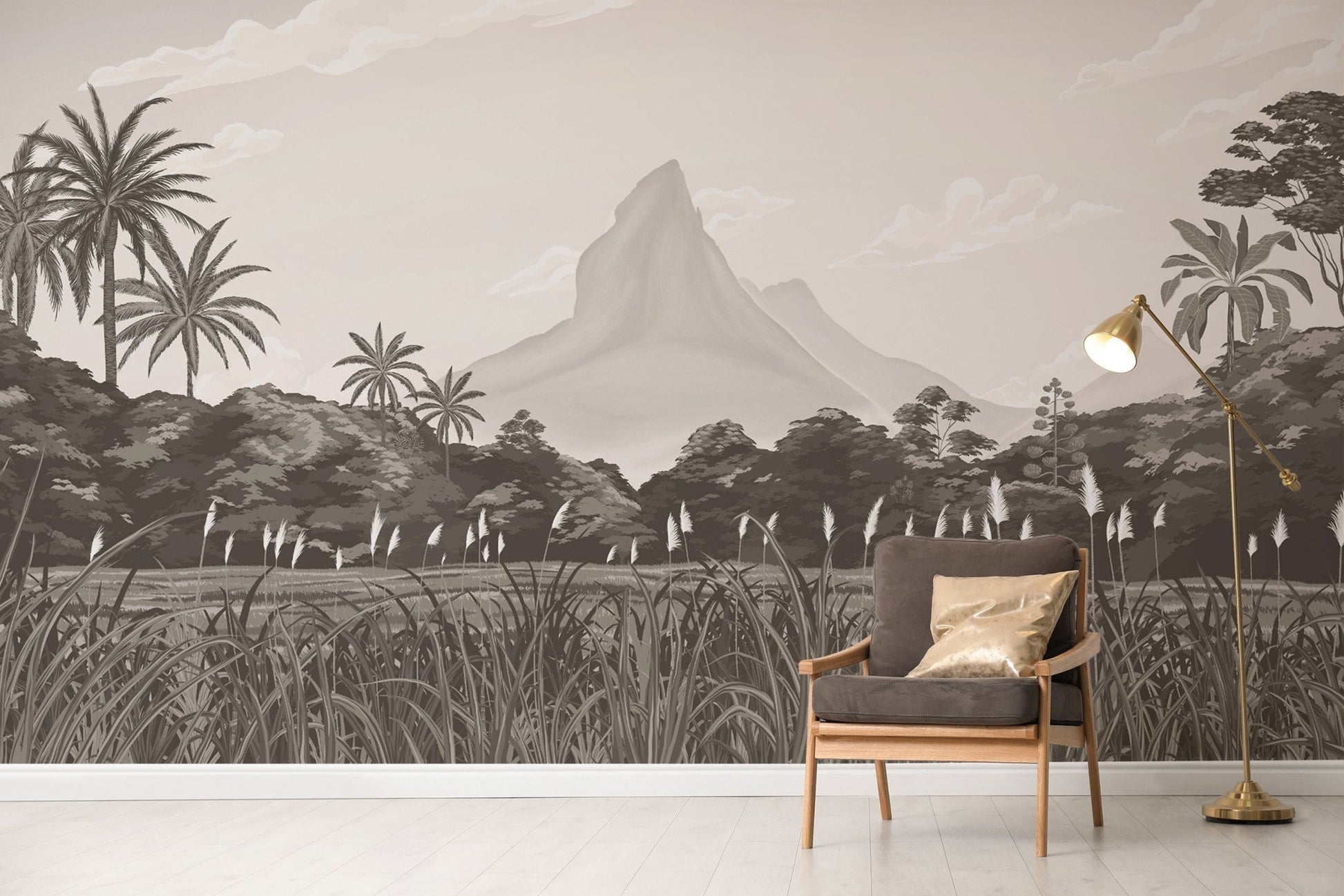 Sepia-toned mountain wallpaper for walls
 A694