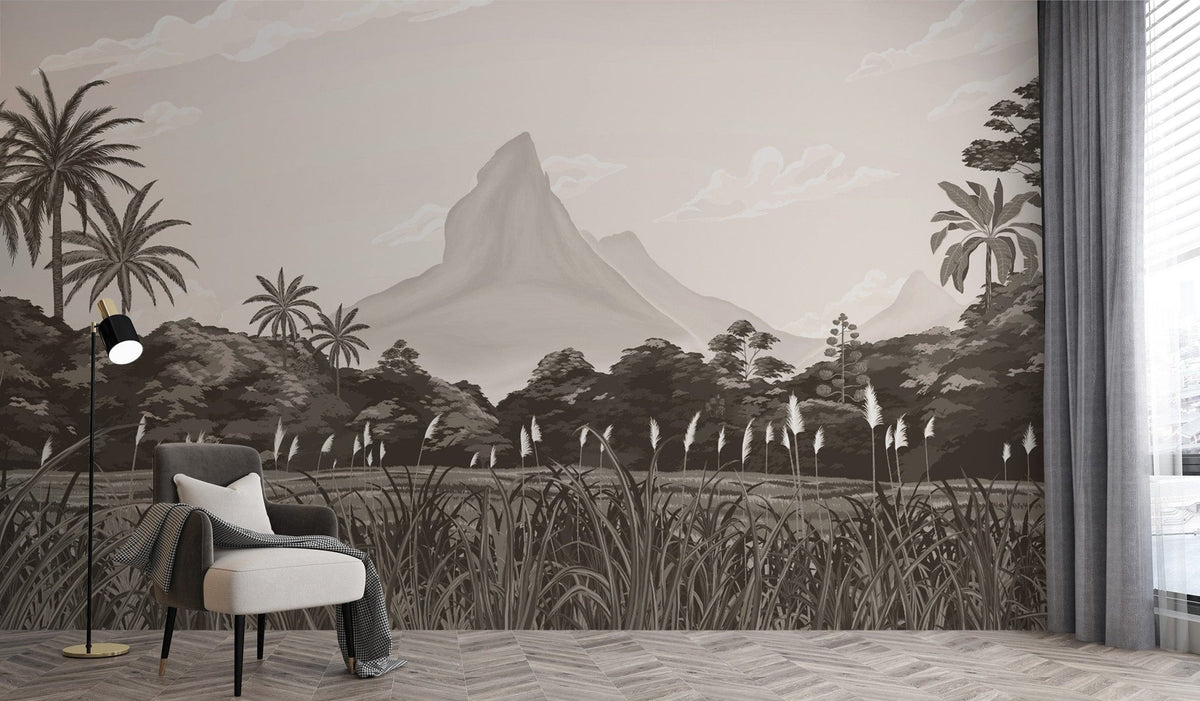 Tropical mountain wallpaper with palm trees A694
