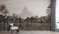 Tropical mountain wallpaper with palm trees A694
