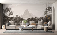 Mountain scene with palm trees wallpaper
 A694