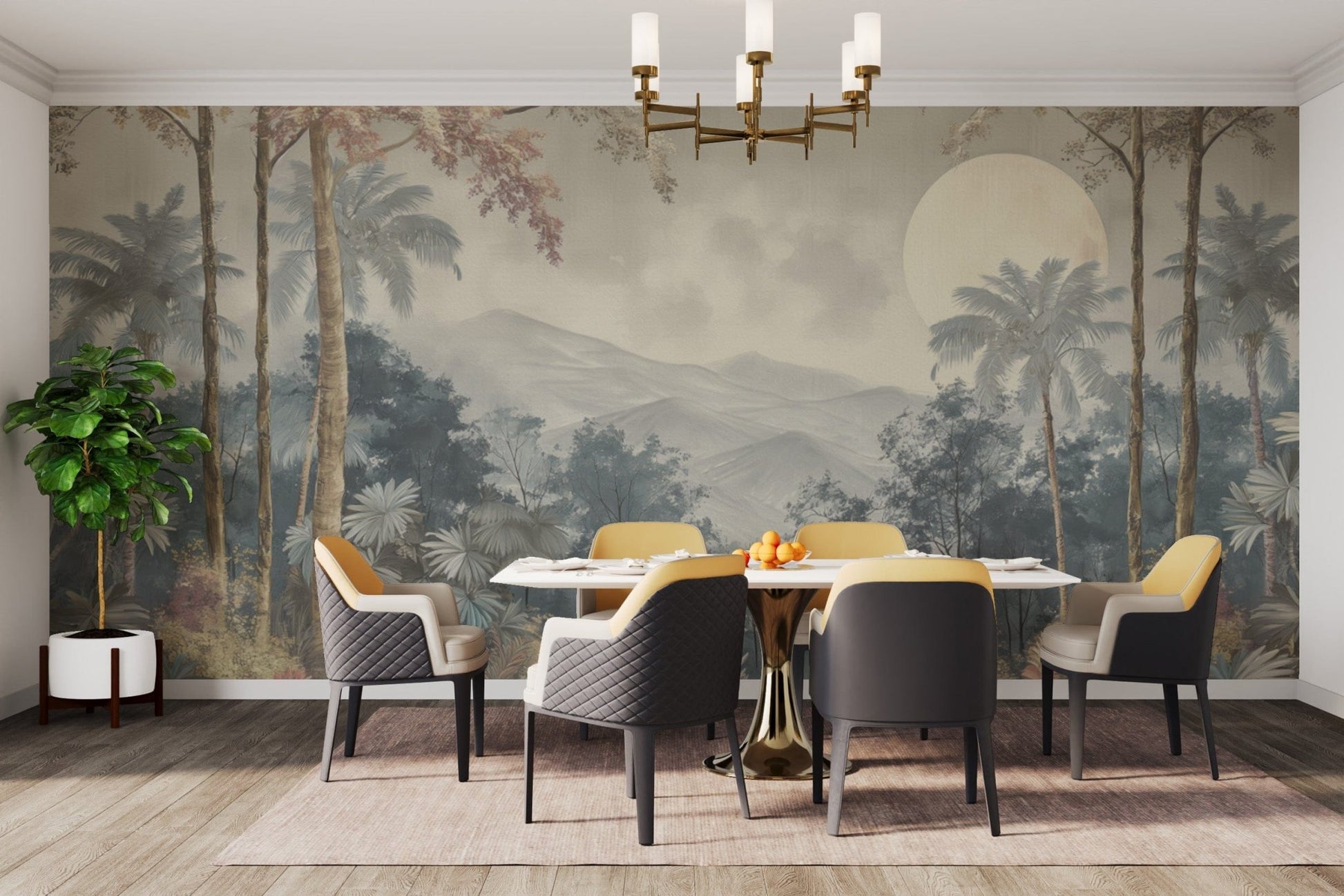 Mountain view tropical wallpaper mural
