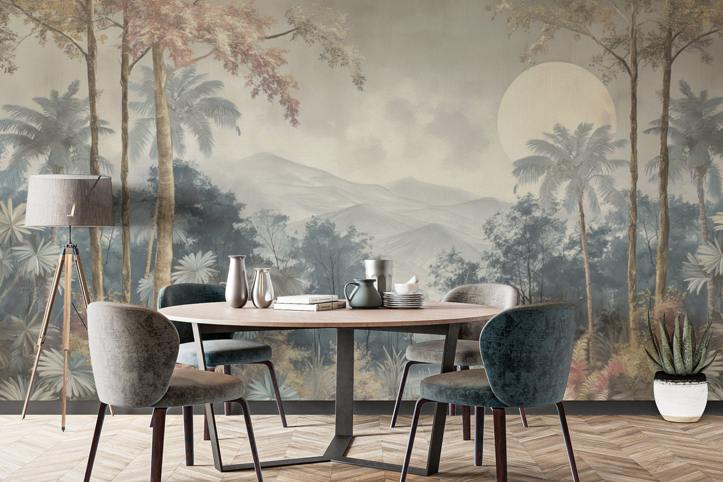 Scenic tropical landscape wall design
