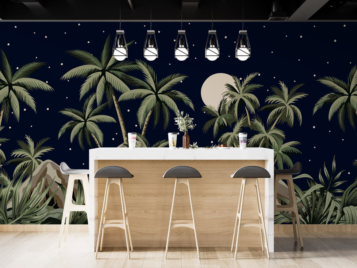 Tropical Night Sky Wallpaper Mural - Giffywalls