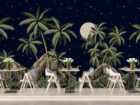 Tropical night sky mural with stars for rooms
