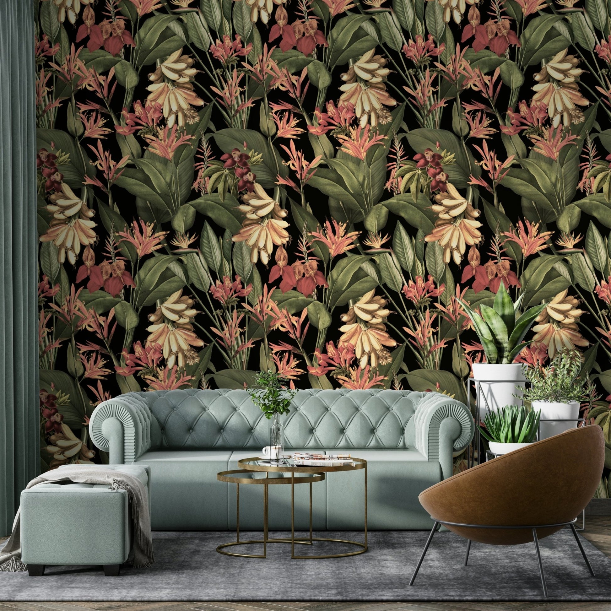 Beautiful tropical palm leaves wallpaper for modern rooms

