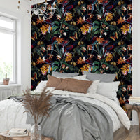 Tropical nightscape wallpaper with starry sky.